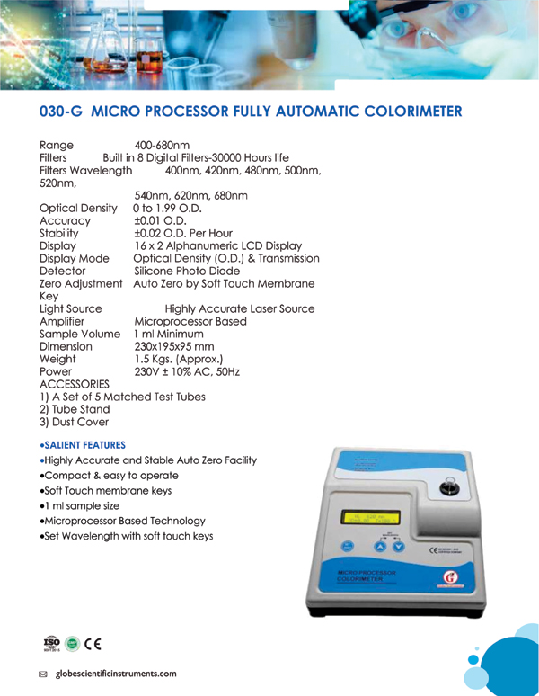 MICRO PROCESSOR FULLY AUTOMATIC COLORIMETER