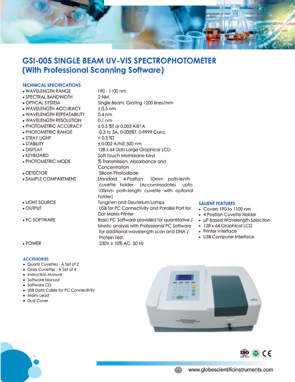 SINGLE BEAM SPECTROPHOTOMETER